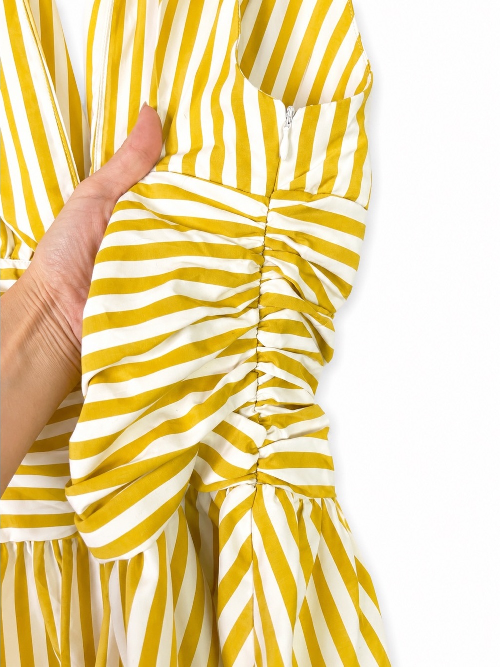 Micas ☀️Yellow & White Striped Halter Mini Dress – NWT - Picture 6 of 16